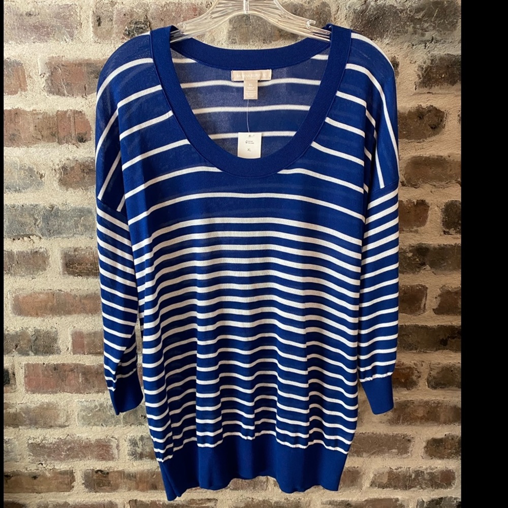 NWT Banana Republic Blue & White Tunic Length Sweater - Size XL